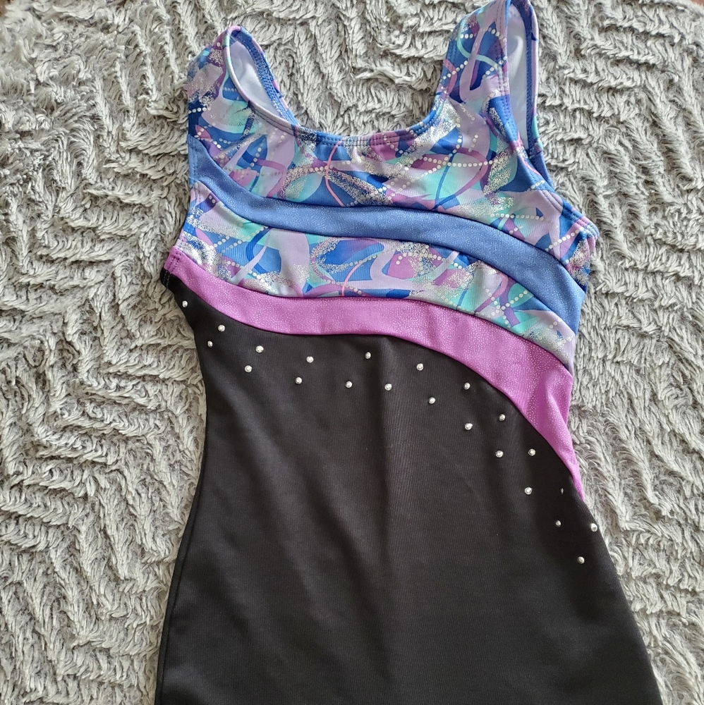 Girls Danskin blue and black leotard